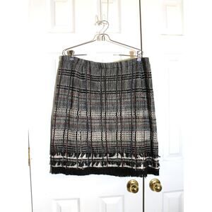 Nic + Zoe Black & White Plaid Cotton Blend Tweed Skirt sz XL